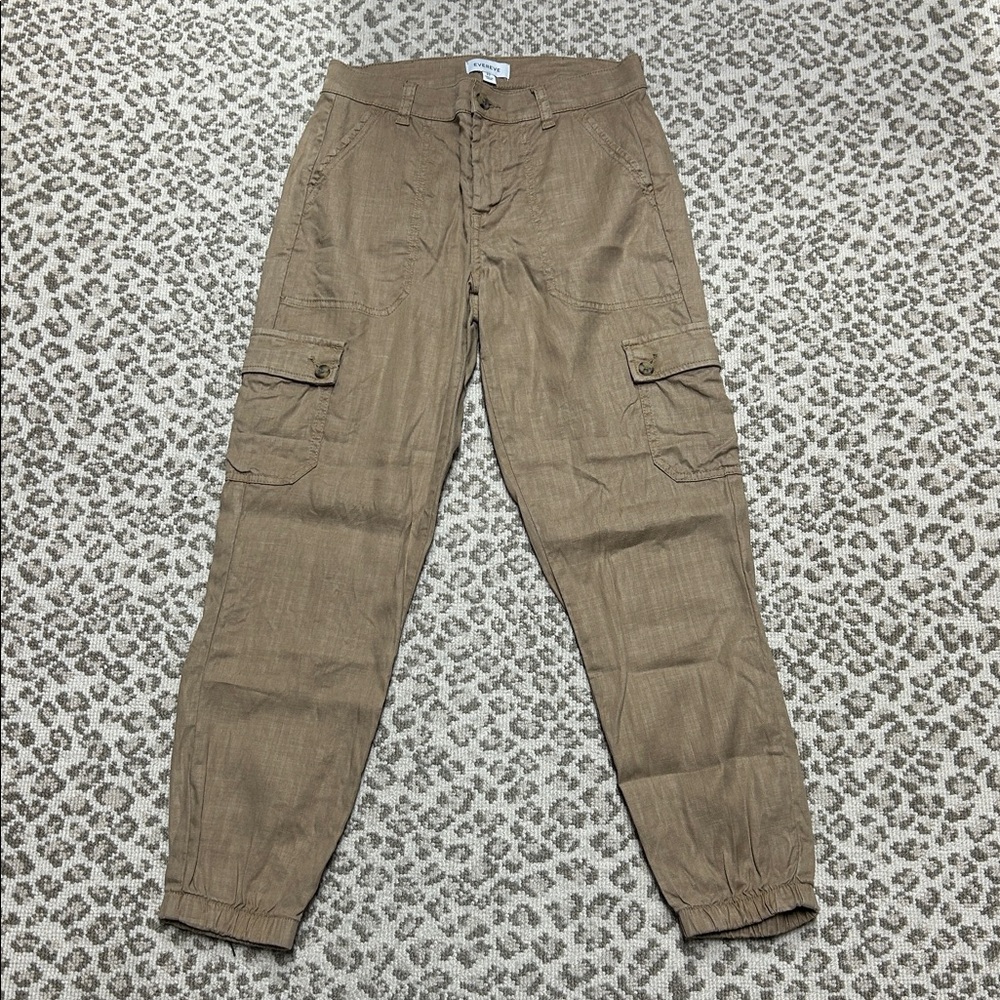 Evereve Tessa Linen utility/cargo jogger size 27 khaki Tan